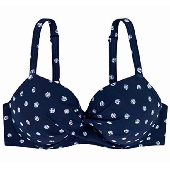Dorina Aqua bikini top Dominica 38D NWT navy dot - Picture 1 of 4